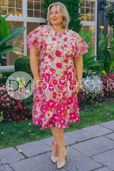 Lillian Duchess Hot Pink Floral Dress - DM Exclusive