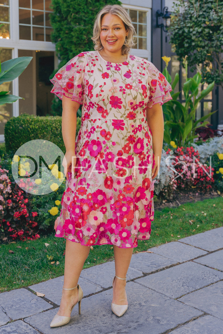 Lillian Duchess Hot Pink Floral Dress - DM Exclusive- Restocked