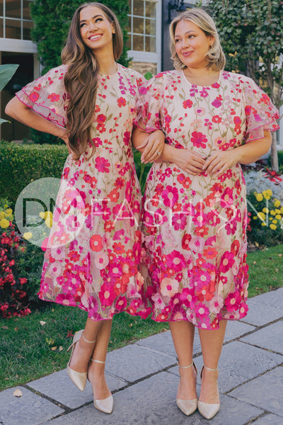 Lillian Duchess Hot Pink Floral Dress - DM Exclusive