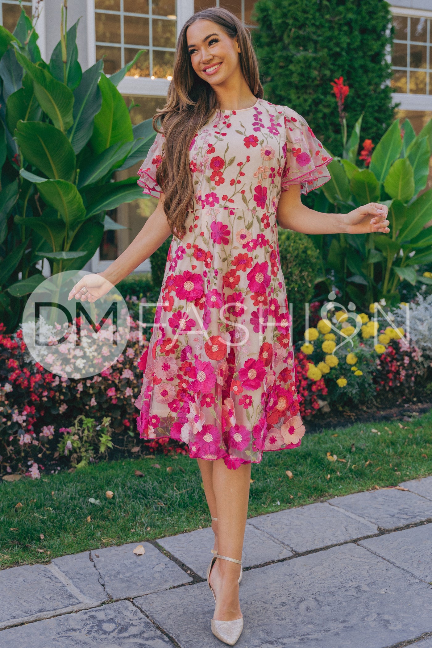 Lillian Duchess Hot Pink Floral Dress - DM Exclusive