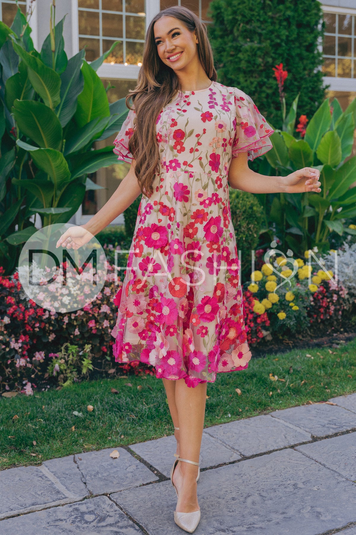 Dm Dress Code Lillian Duchess Hot Pink Floral Dress - DM Exclusive- Restocked – DM ...
