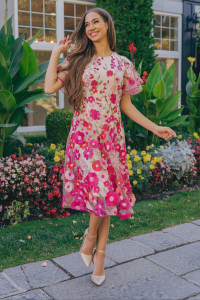 Lillian Duchess Hot Pink Floral Dress - DM Exclusive