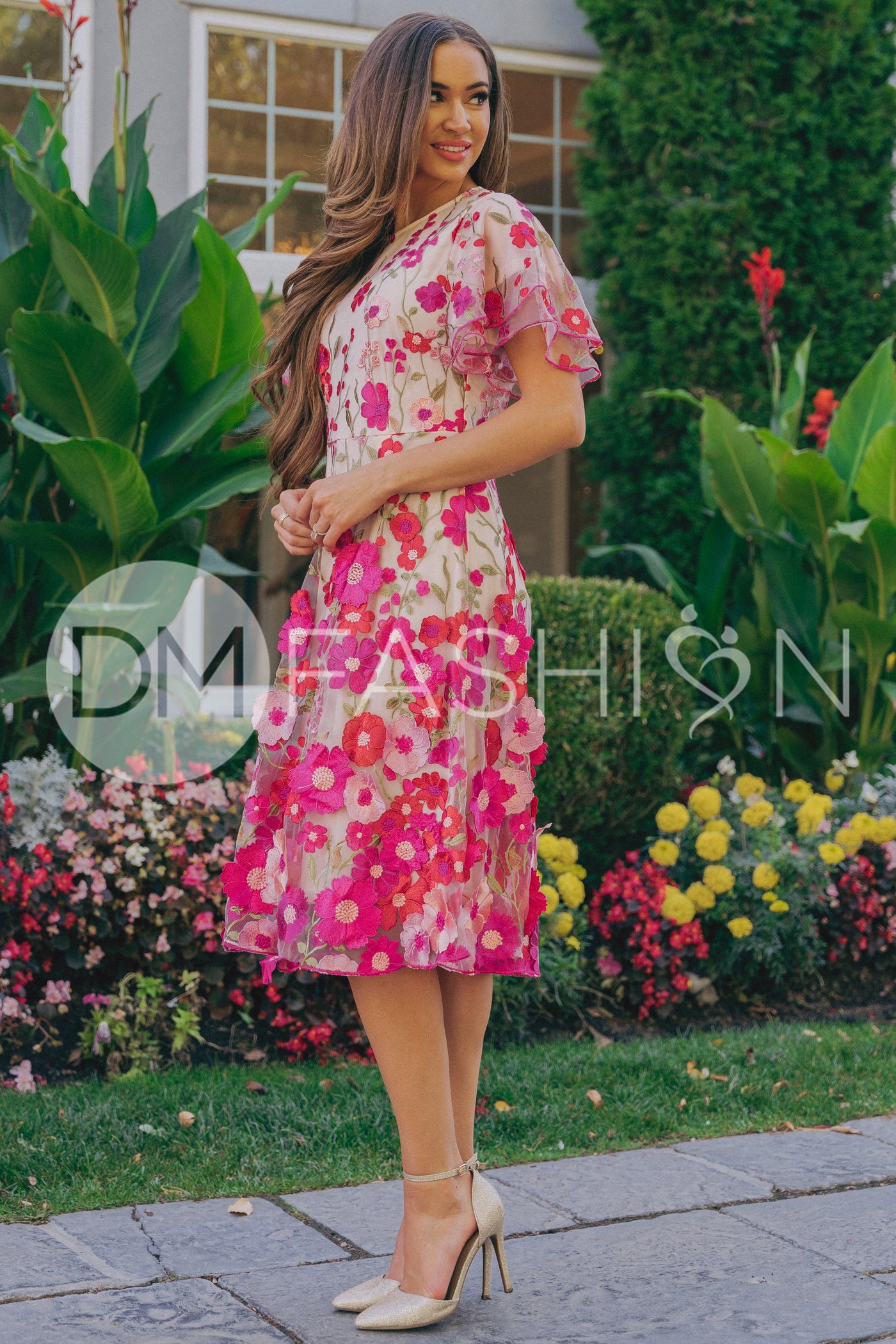 Lillian Duchess Hot Pink Floral Dress - DM Exclusive