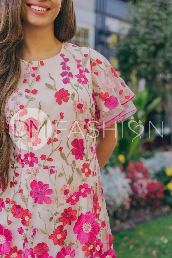 Lillian Duchess Hot Pink Floral Dress