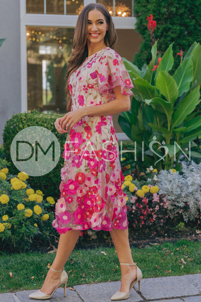 Lillian Duchess Hot Pink Floral Dress - DM Exclusive