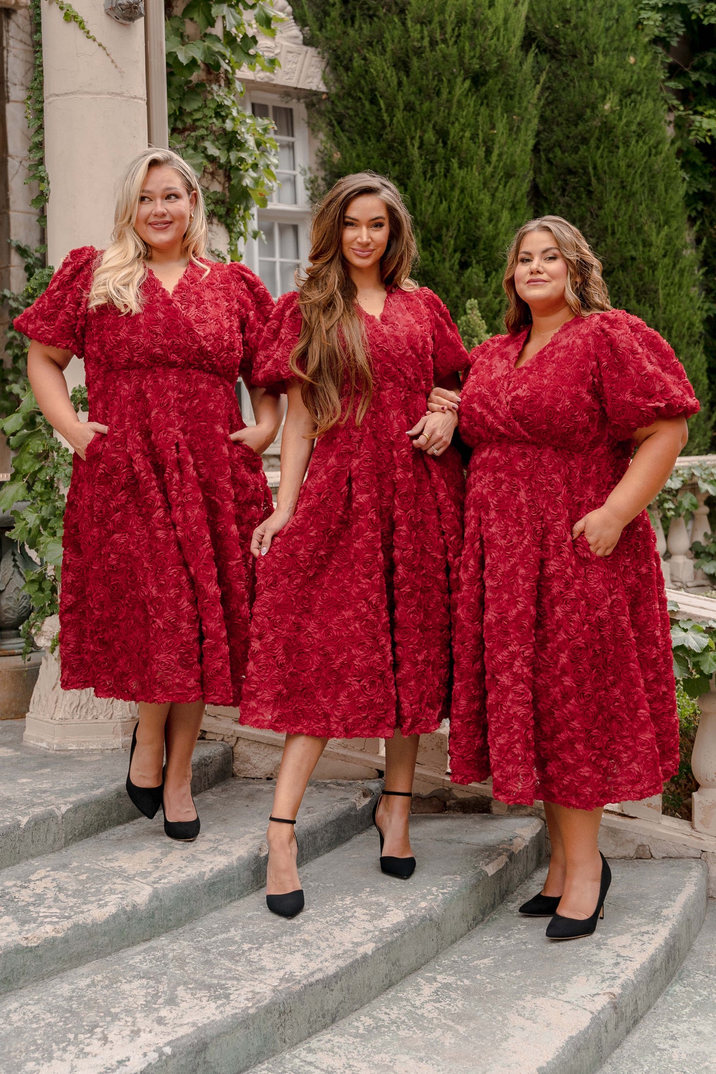 rosy red dress Fiery Rose Midi Dress Teuta Matoshi