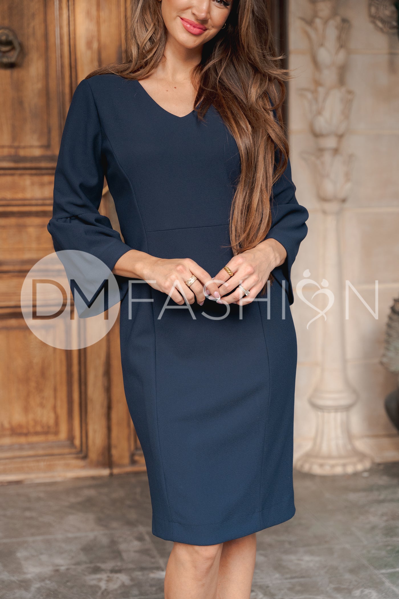 Grace Navy Sheath Dress - DM Exclusive