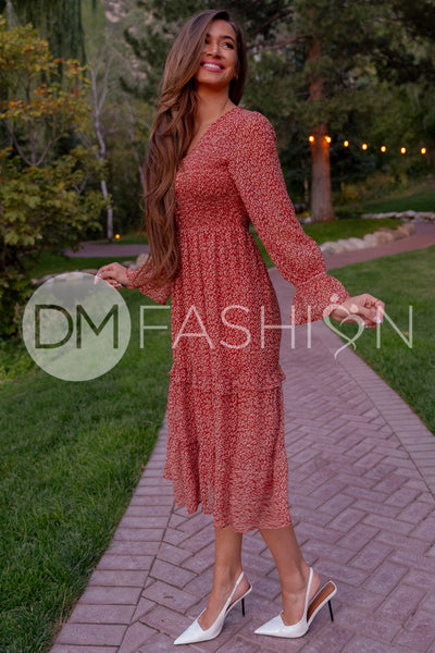 Kennedy Rust Floral Dress - DM Exclusive - Maternity & Nursing Friendly -  Restocked