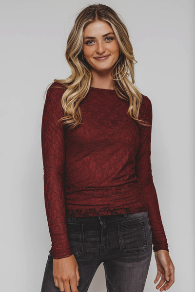 Dream Of Me Burgundy Lace Top - DM Exclusive