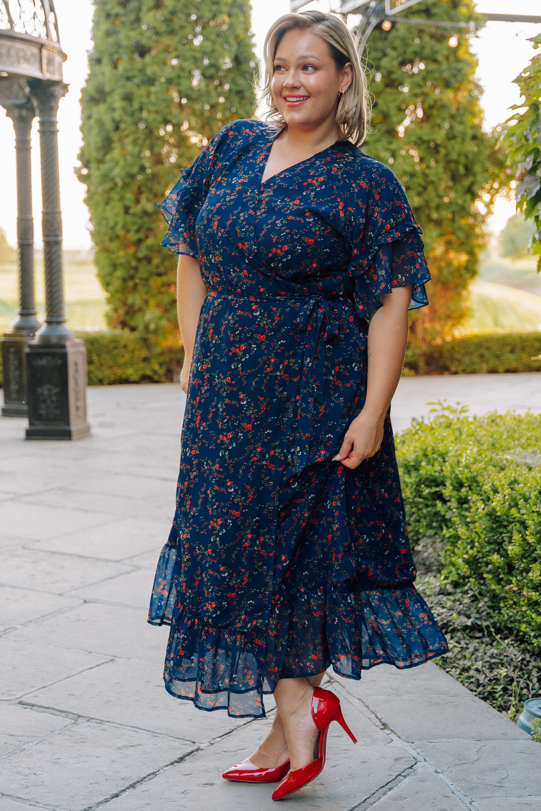 Halie Navy Floral Wrap Dress - DM Exclusive - Maternity Friendly - Restocked Halie Navy Floral Wrap Dress - DM Exclusive - Maternity Friendly - Restocked