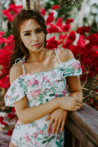 Off The Shoulder Double Ruffle Tankini Top - Dahlila Rose - FINAL SALE - FINAL FEW