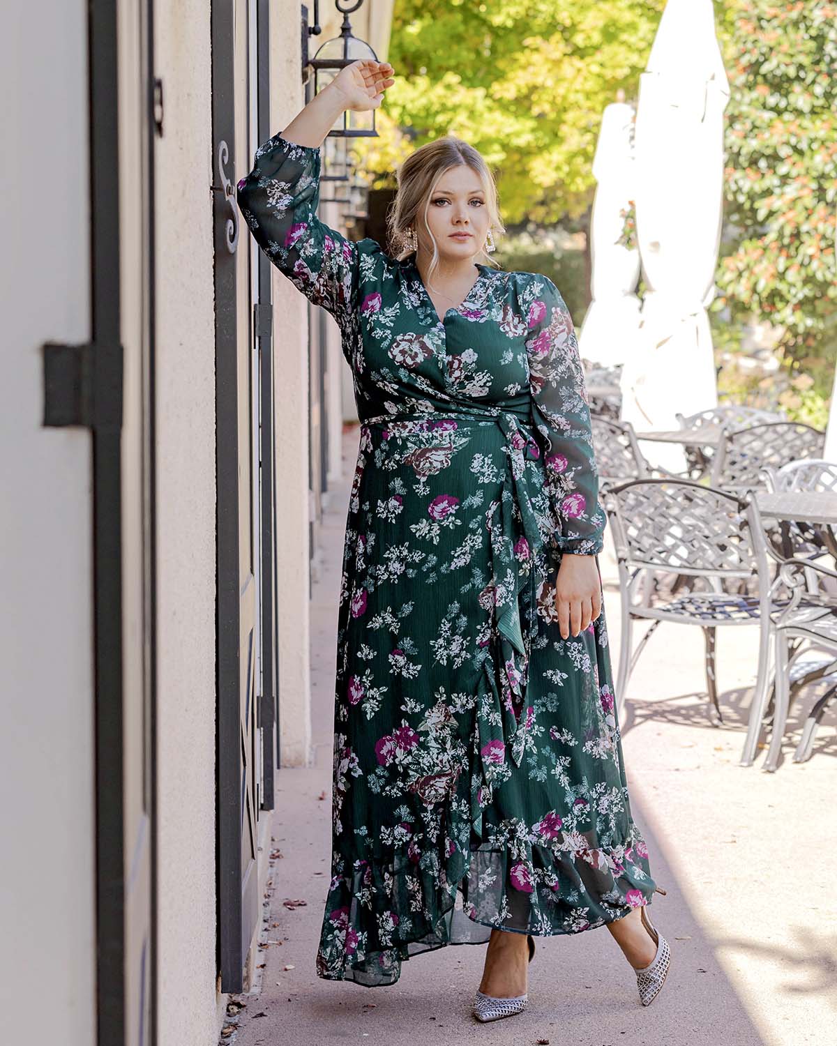 Melanee Pine Floral Wrap Dress - DM Exclusive - Maternity Friendly - Nursing Friendly - Restocked
