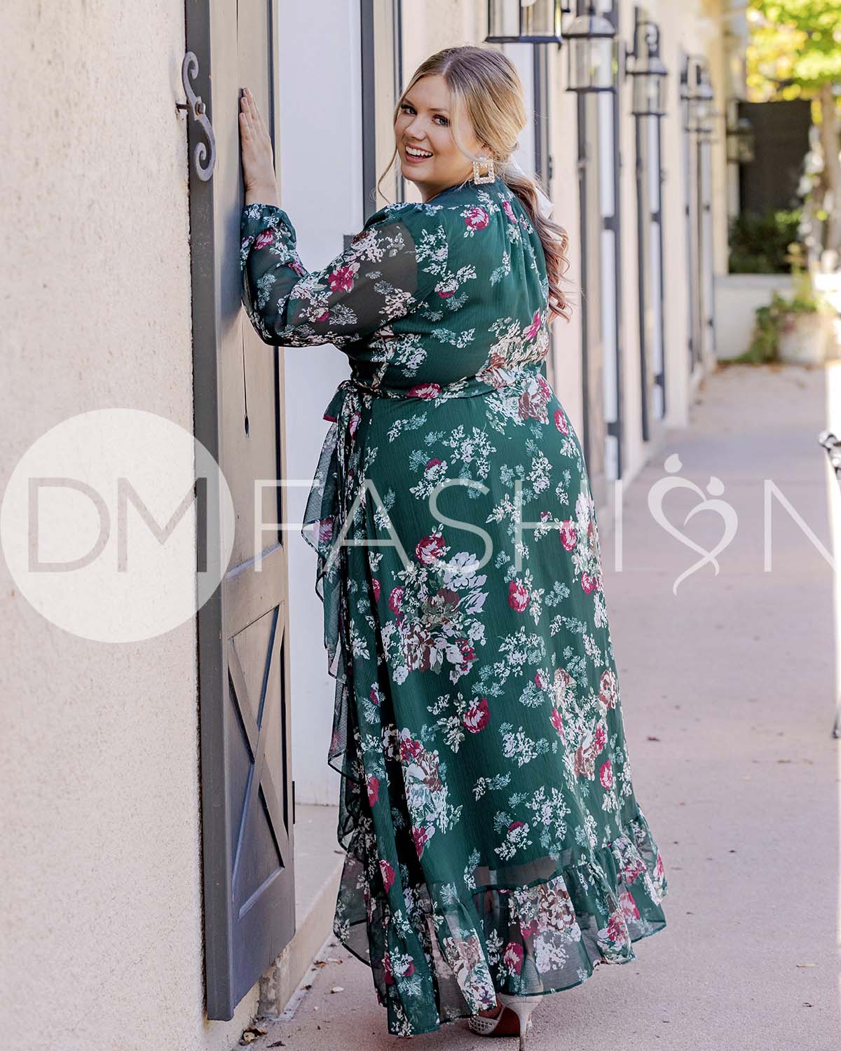 Melanee Pine Floral Wrap Dress - DM Exclusive - Maternity Friendly - Nursing Friendly - Restocked