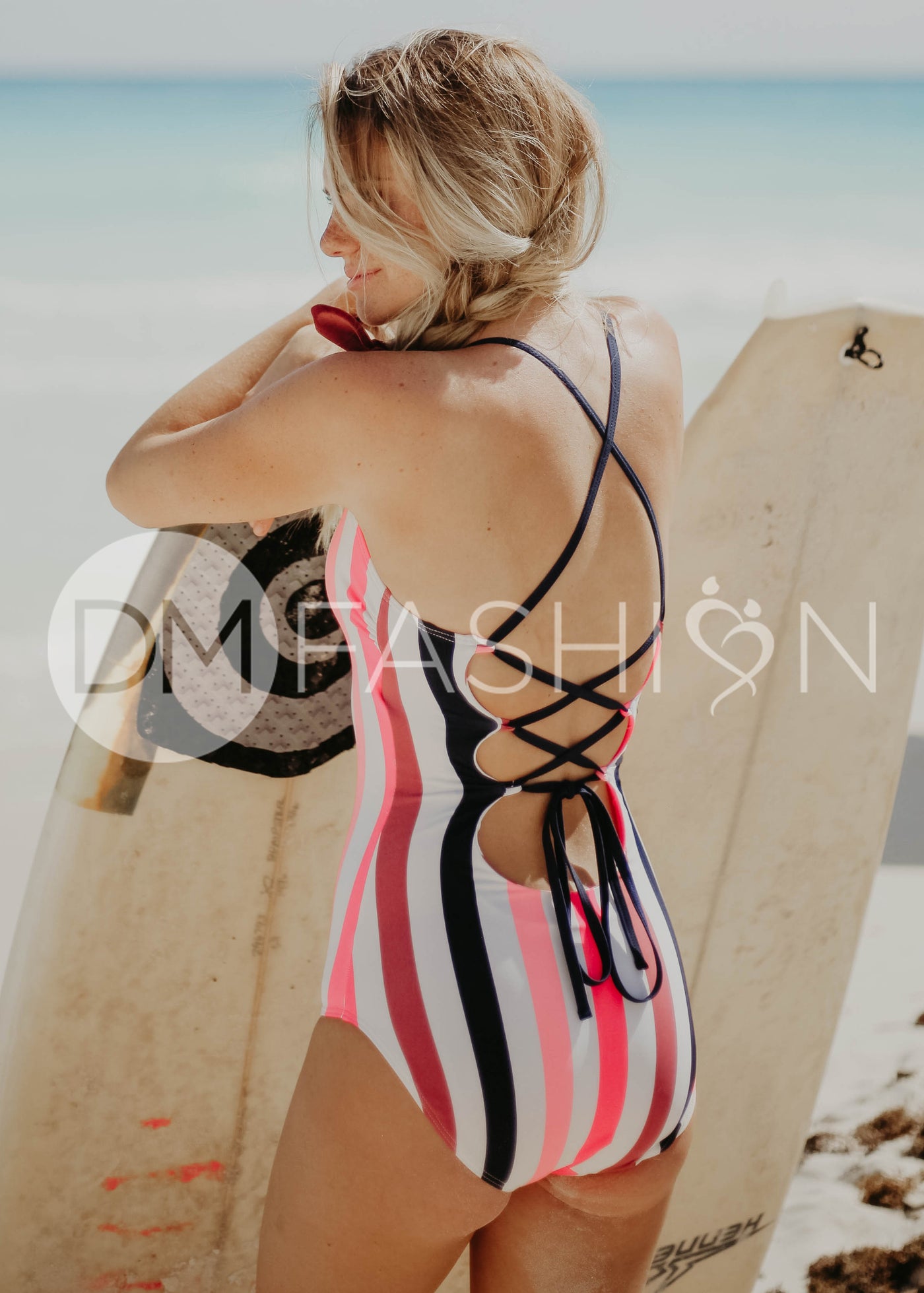 Lace Up One Piece - Glow Stripe - FINAL SALE