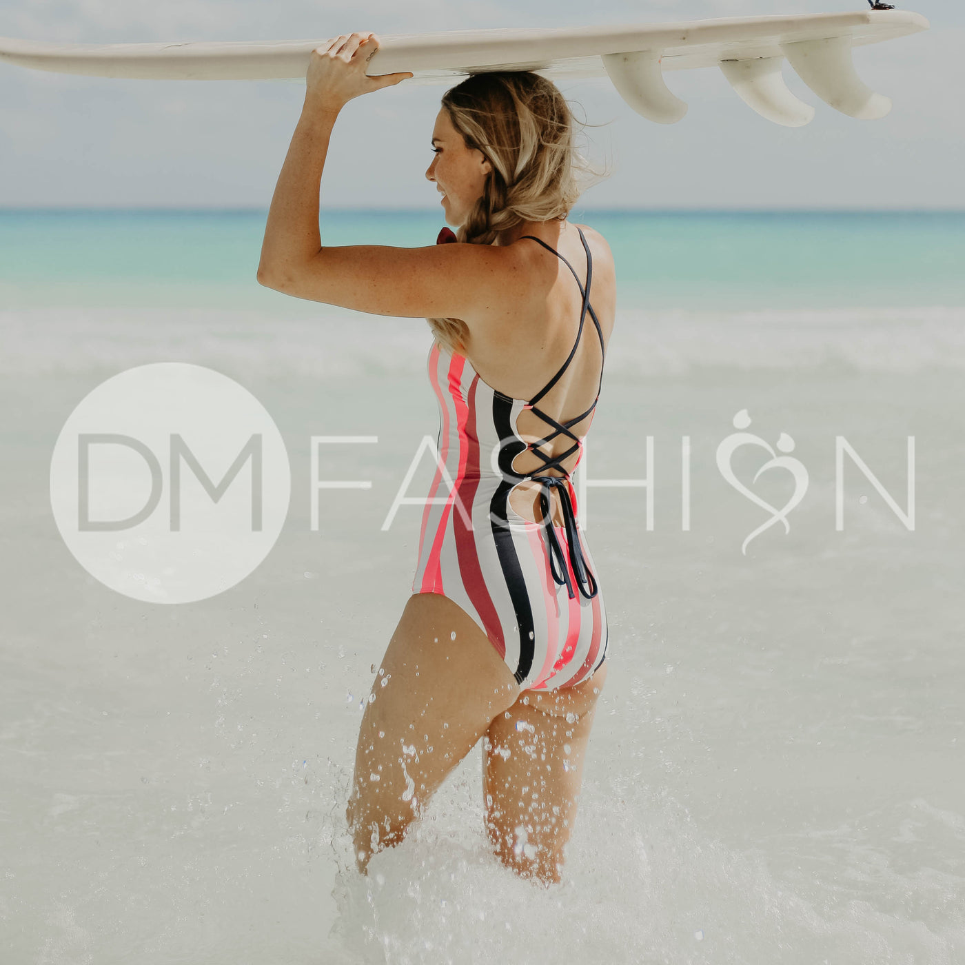 Lace Up One Piece - Glow Stripe - FINAL SALE