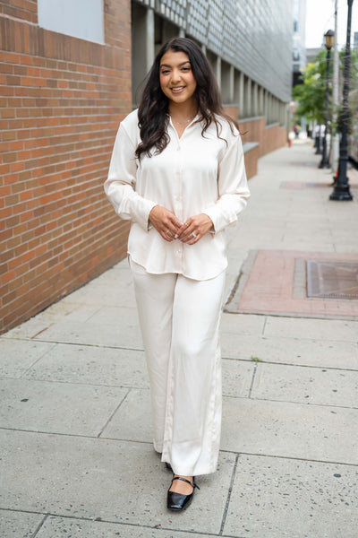 Champagne Solid Satin Set - FINAL SALE