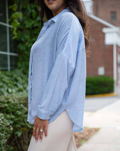 Boardwalk Stripe Button Up Top