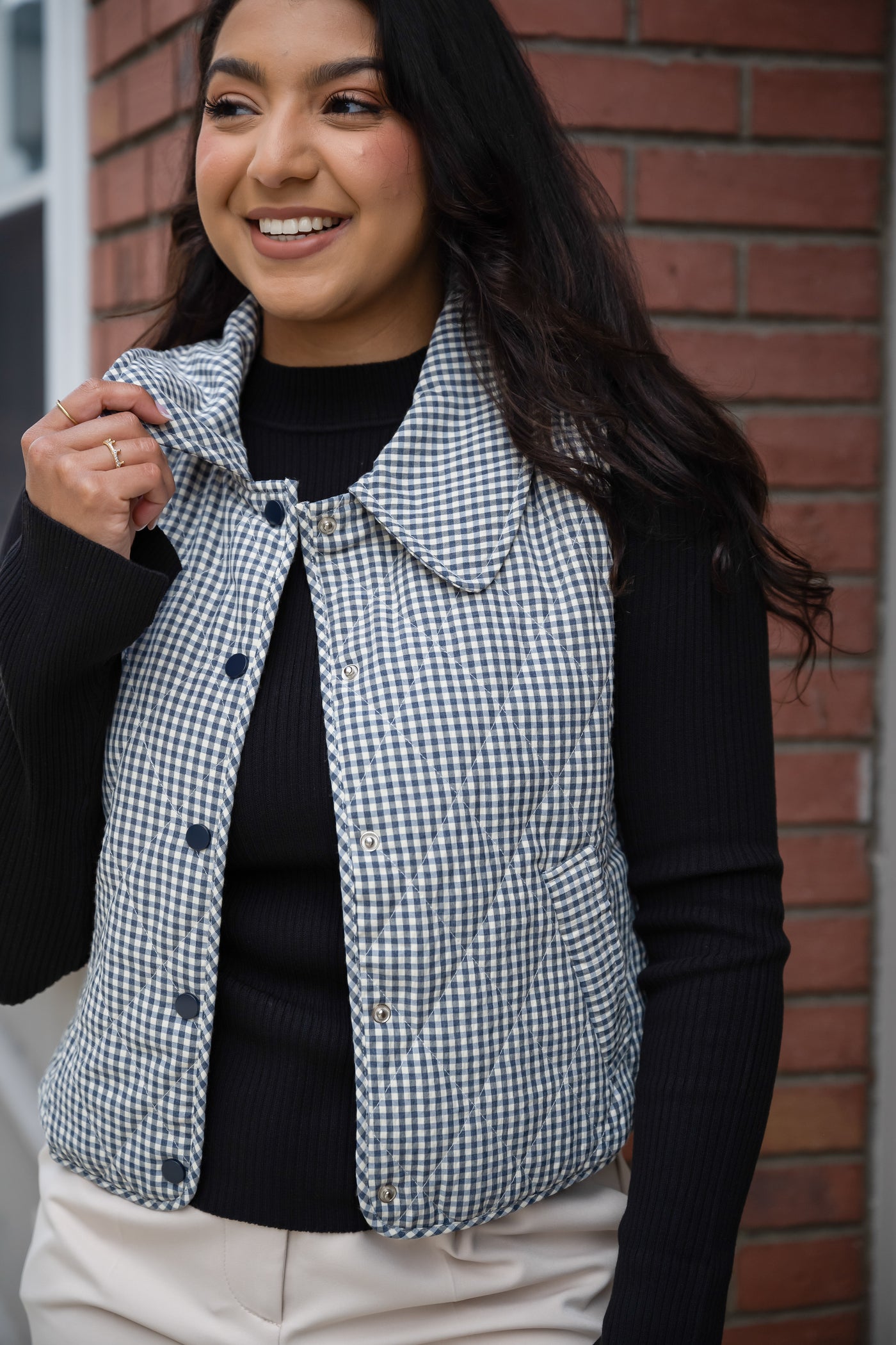 Mary Gingham Puffer Vest