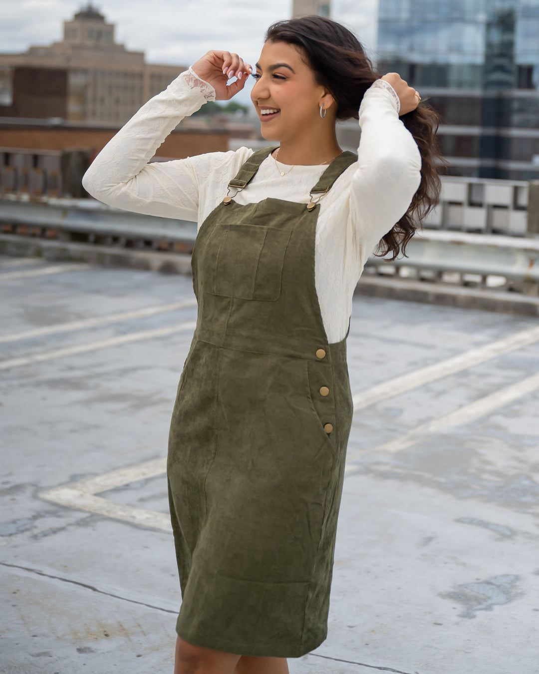 Pinafore Dress Overall Dress Olive Green Green Overall Dress Green