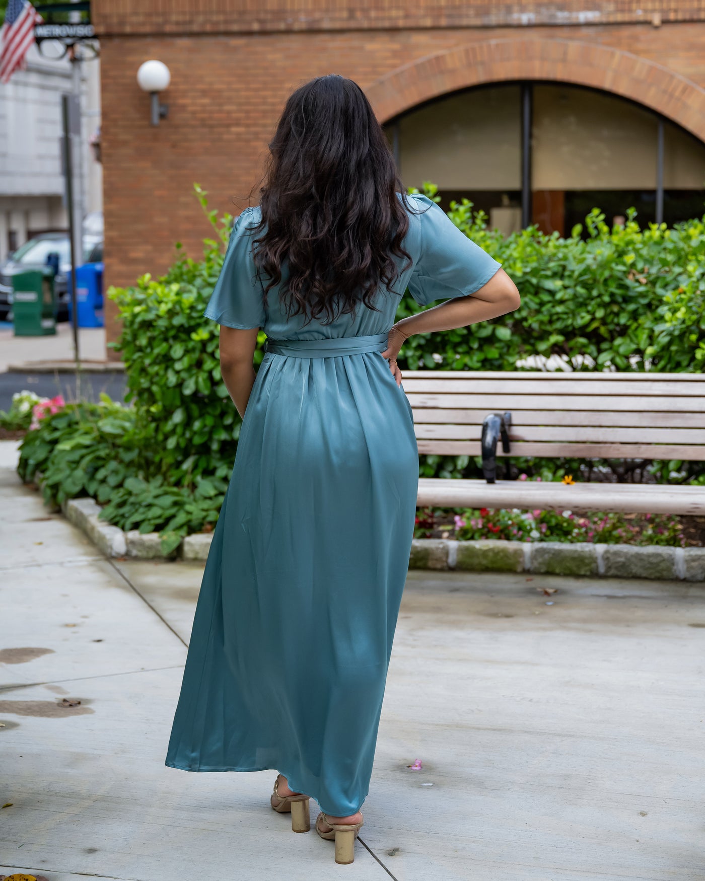 Blake Satin Blue Maxi Dress