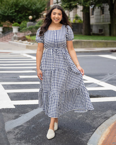 Summer Days Gingham Swiss Dot Dress