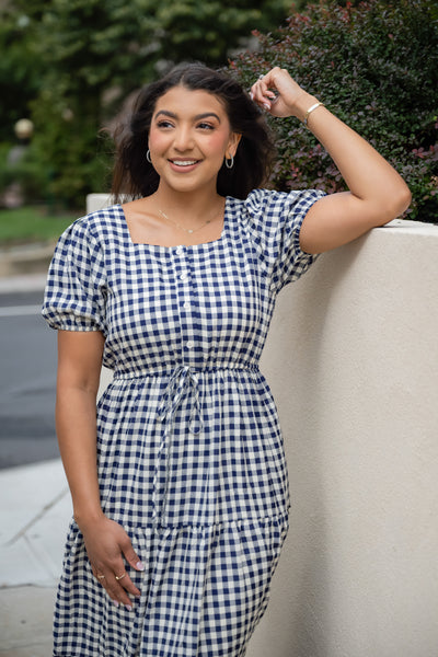 Summer Days Gingham Swiss Dot Dress