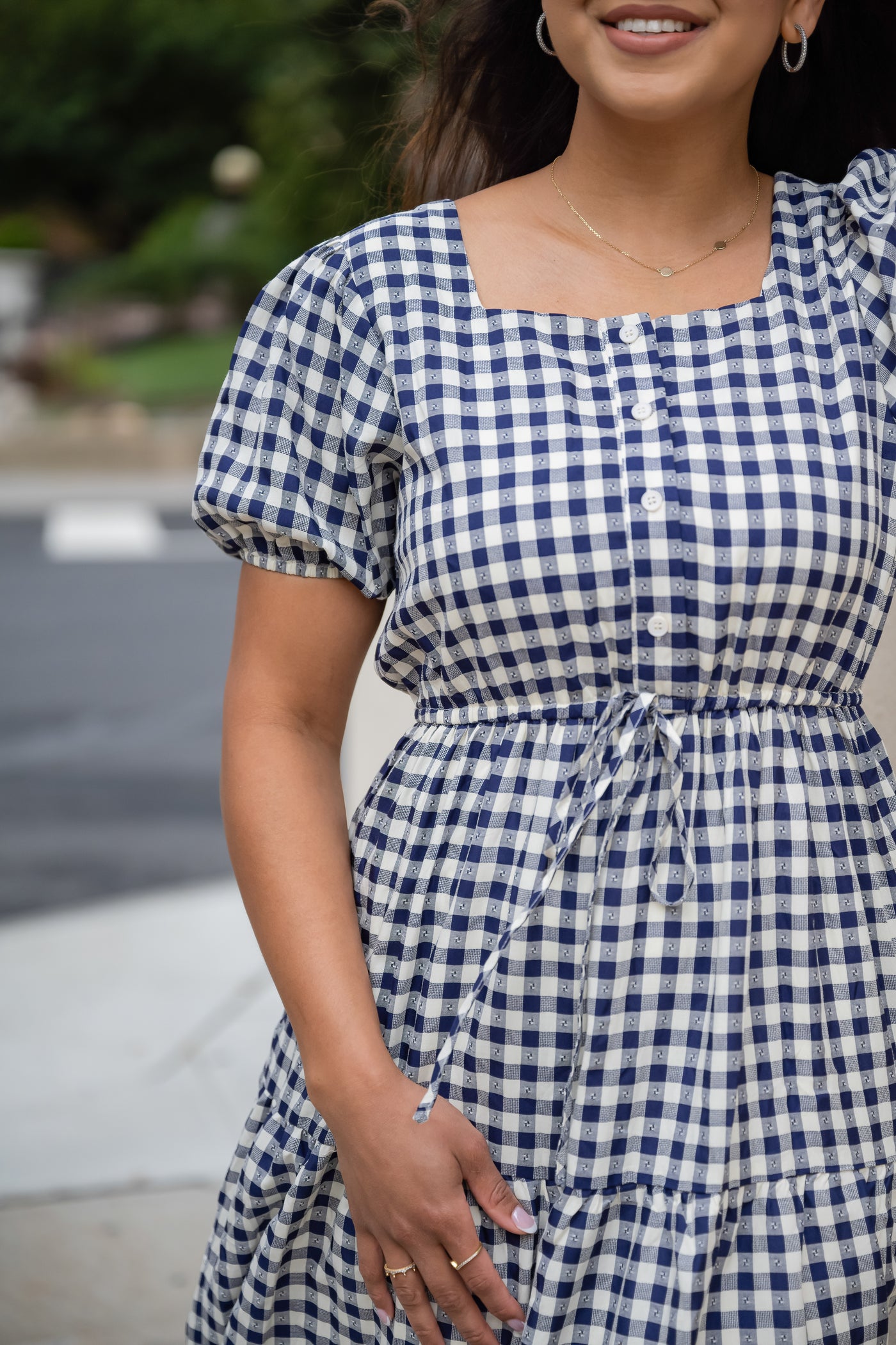 Summer Days Gingham Swiss Dot Dress