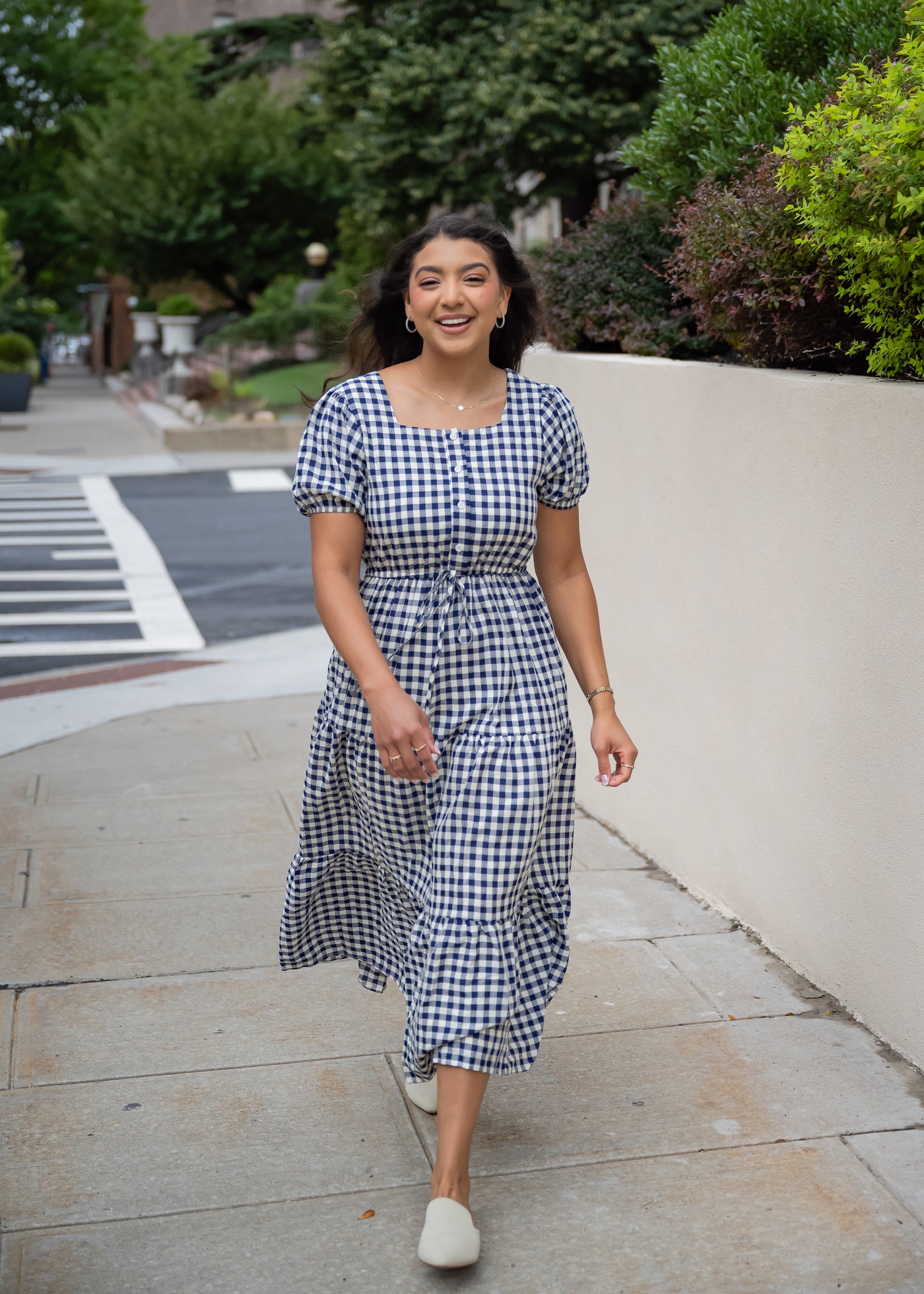 Summer Days Gingham Swiss Dot Dress