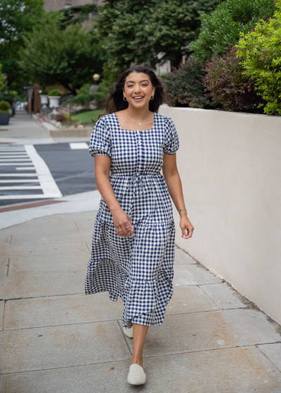 Summer Days Gingham Swiss Dot Dress