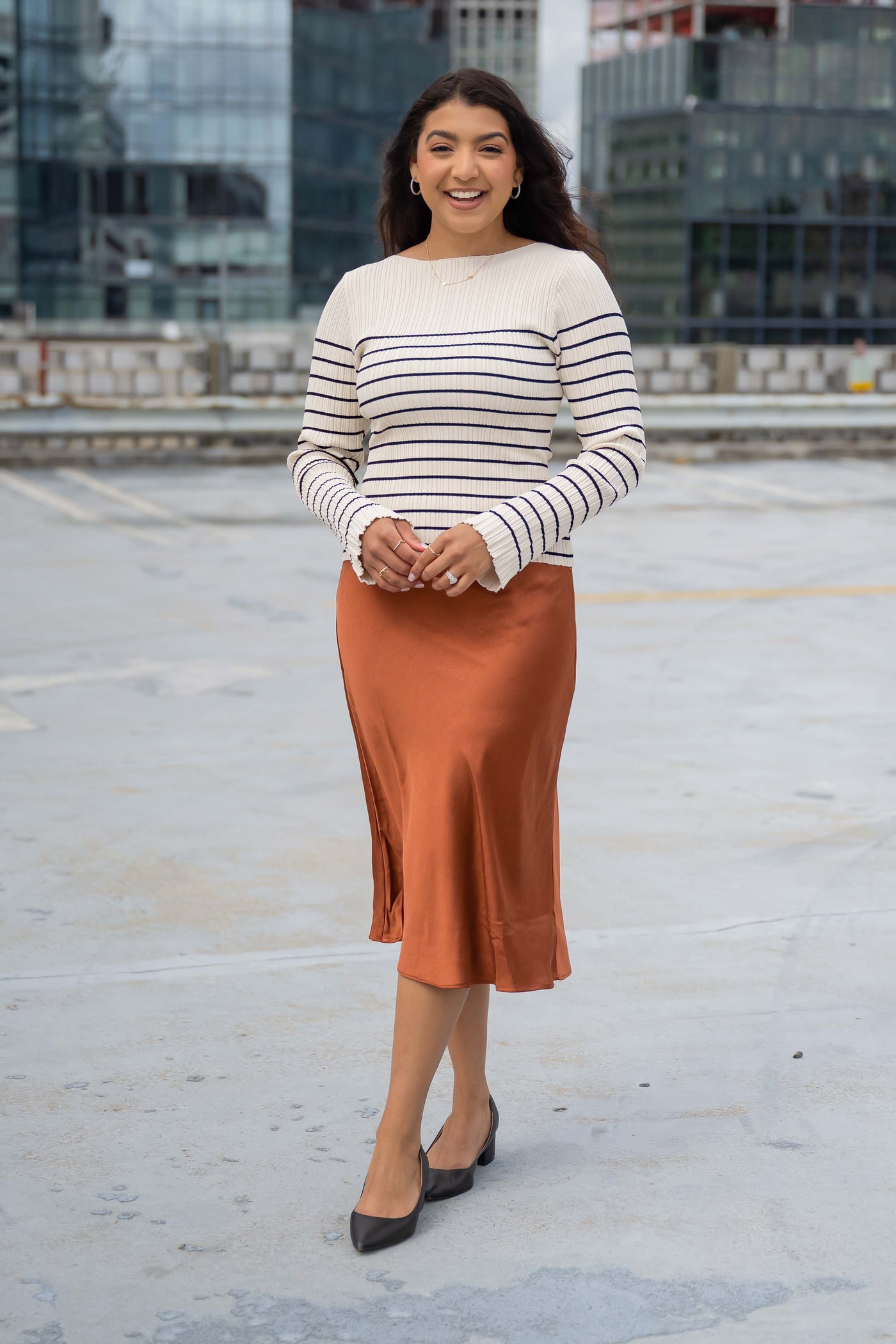 Mandy Copper Satin Skirt - FINAL SALE