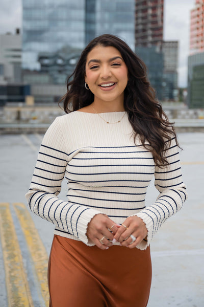 Gwen Mock Neck Stripped Top
