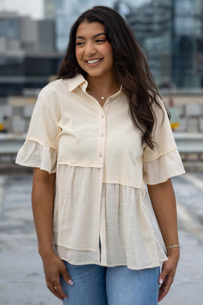 Lacy Babydoll Peplum Blouse - FINAL SALE