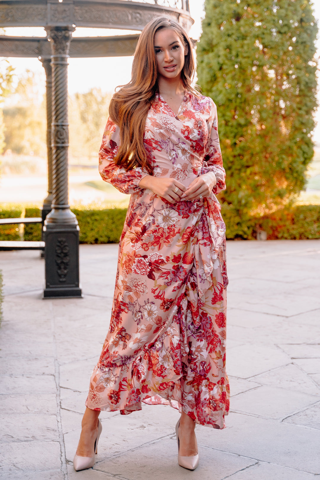 wrap dress Melanee Red Floral Wrap Dress- DM Exclusive - Nursing Friendly