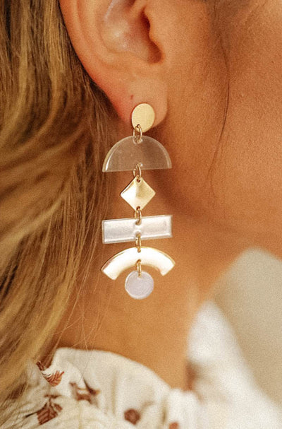Gold and Clear Geo Shapes Earring