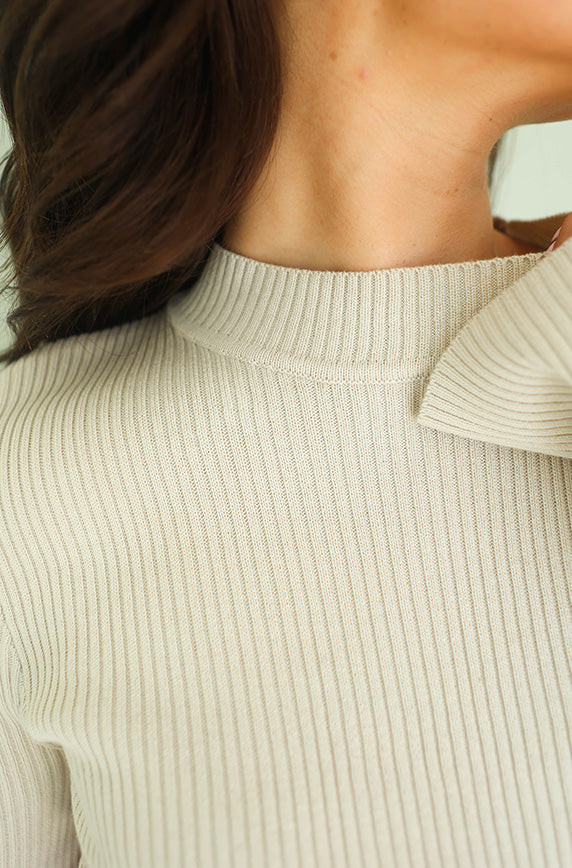 Make It Known Taupe Ribbed Sweater Top - FINAL FEW