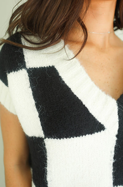 Make a Move Checkered Sweater Vest - FINAL FEW