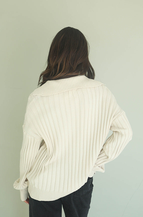 Been There Cream Ribbed Knit Sweater