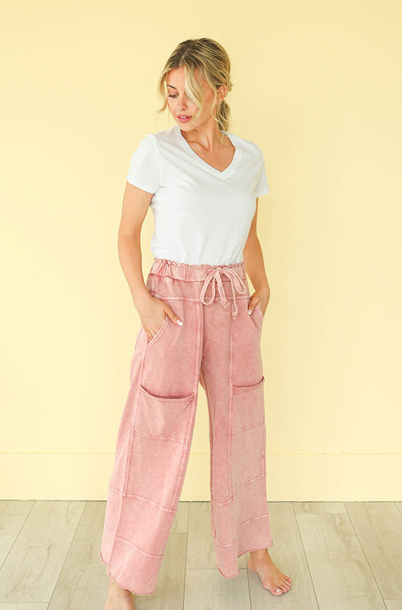 Easy Living Mauve Mineral Washed Pant - Restocked