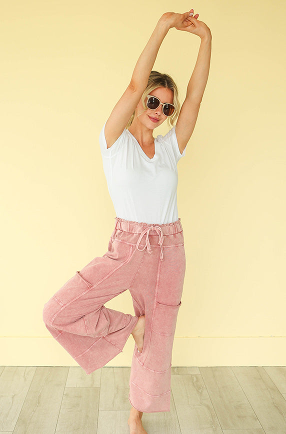 Easy Living Mauve Mineral Washed Pants - Restocked