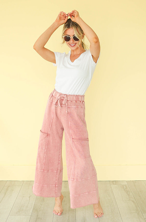 Easy Living Mauve Mineral Washed Pant - Restocked