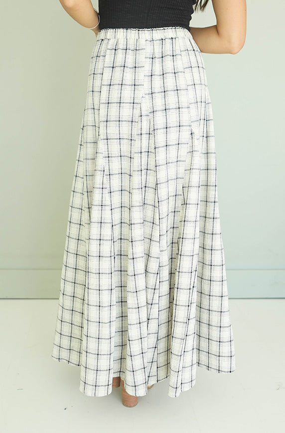 London Natural Plaid Maxi Skirt - FINAL FEW