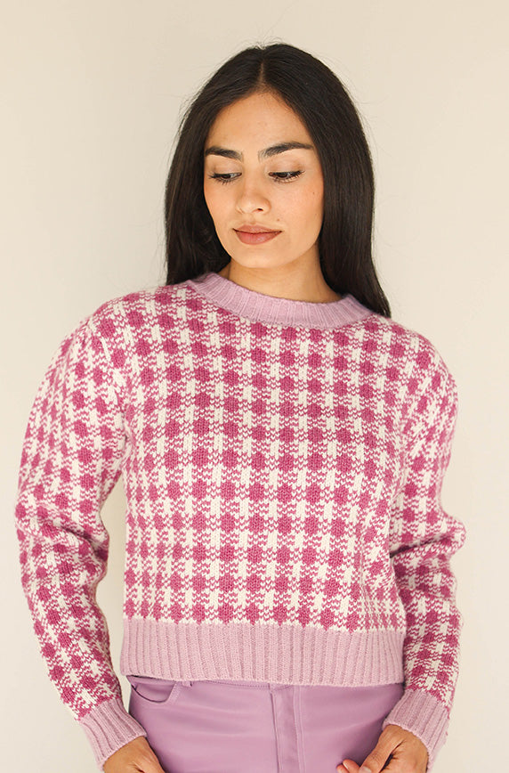 Clueless Orchid Check Pattern Sweater - FINAL FEW