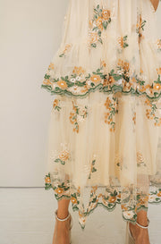 Eleanor Ivory Embroidered Tiered Dress - Nursing Friendly - Maternity Friendly