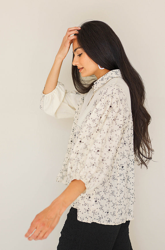 Early Bird Eggshell Printed Top