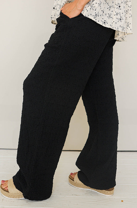 In Motion Black Textured Knit Pant