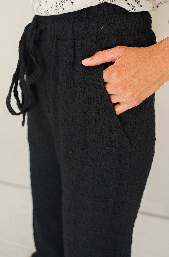 In Motion Black Textured Knit Pant
