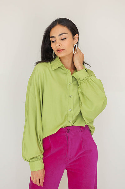 Small Talk Dusty Lime Green Top