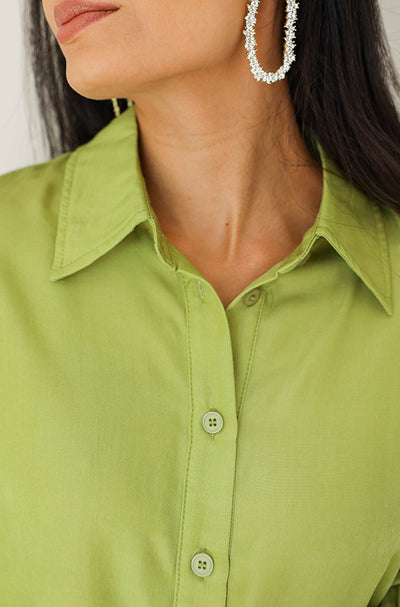 Small Talk Dusty Lime Green Top