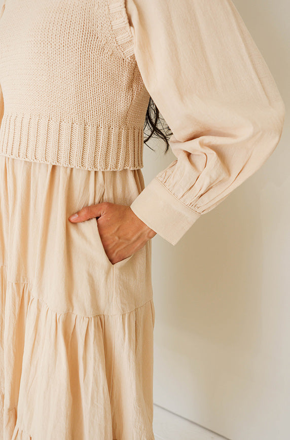 Angelica Almond Sweater Dress - Nursing Friendly - FINAL FEW