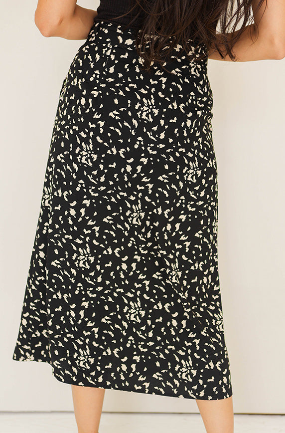 Karlie Black/ Ivory Print Midi Skirt